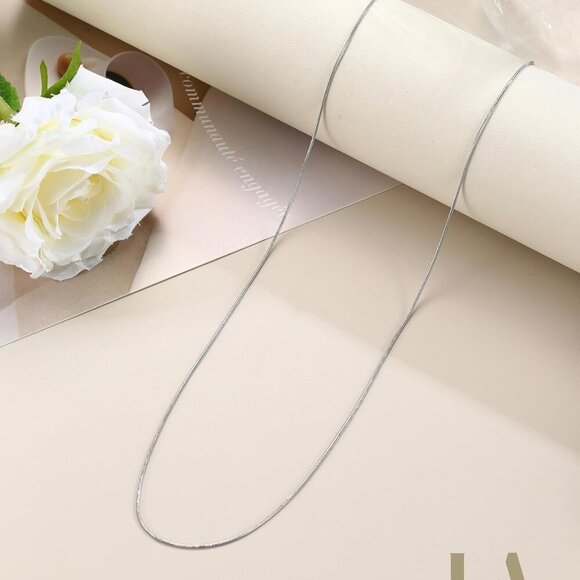 2Pcs Stainless Steel Chain Necklace for Women - 1mm Thin & Strong Silver Chain N - Picture 8 of 9